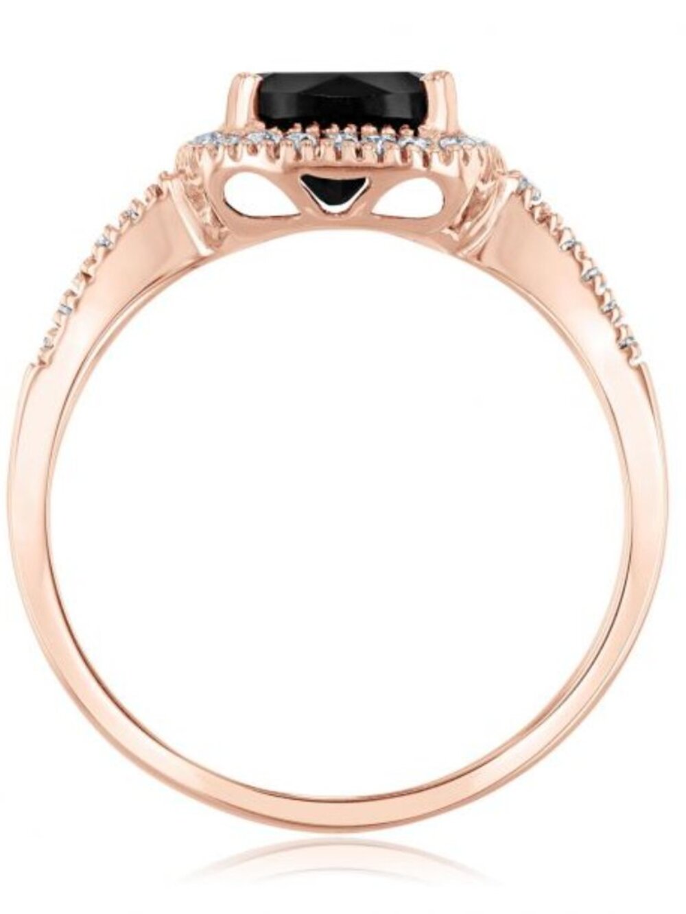 NWT REEDS 10K Rose Gold Black Onyx Diamond Halo Ring Size 7 - Picture 3 of 14
